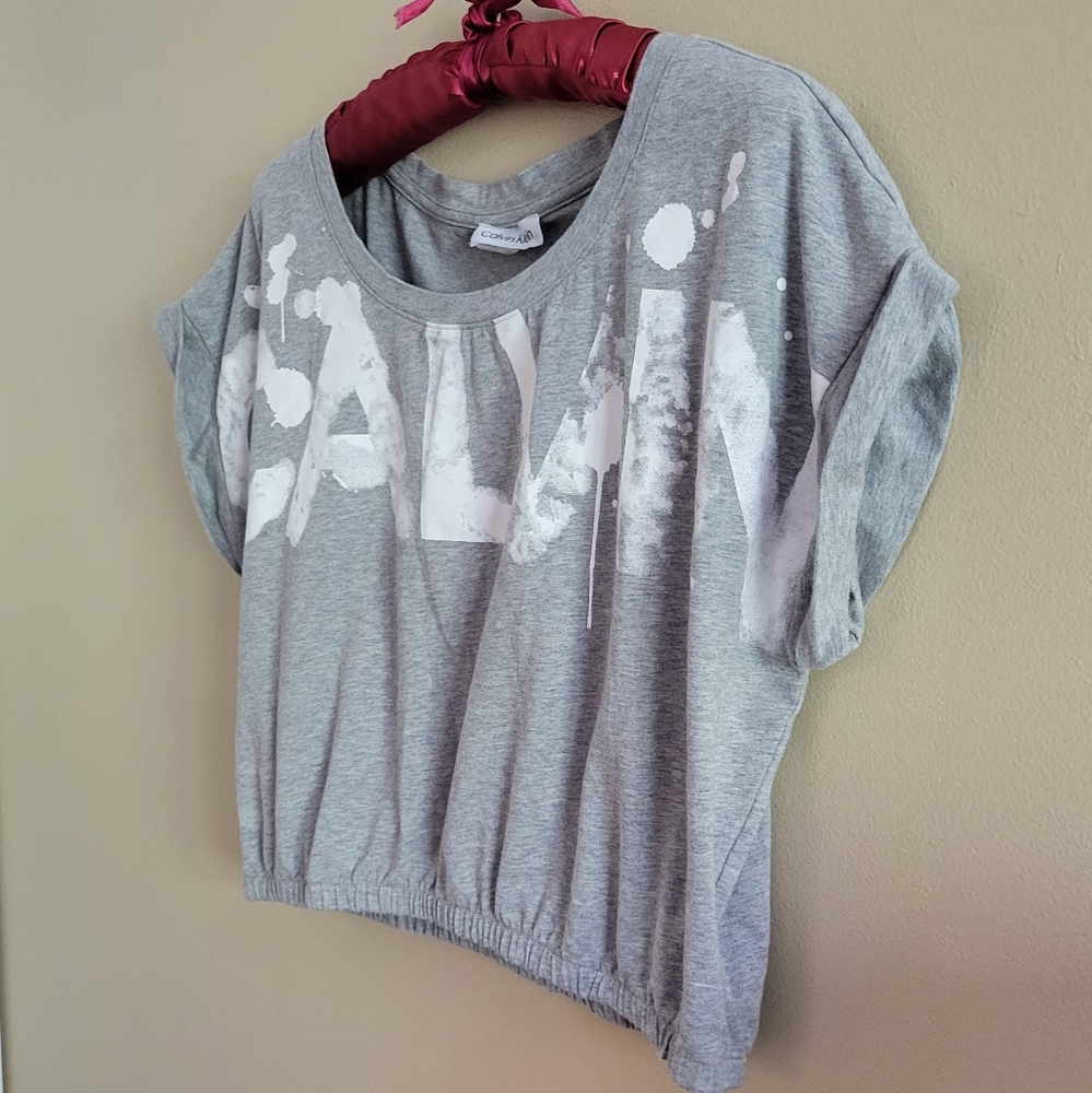 3/$12 SALE Calvin Klein | Crop Top Elastic Waist Distressed Flawed - Picture 2 of 7